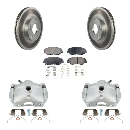 Front Disc Brake Caliper Coat Rotors & Semi-Metallic Pad Kit For 2003-2011 Honda Element KCG-100476P
