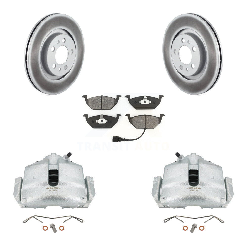Front Disc Brake Caliper Coat Rotor Semi-Metallic Pad Kit For 2006 Volkswagen Jetta 2.0L KCG-100476S