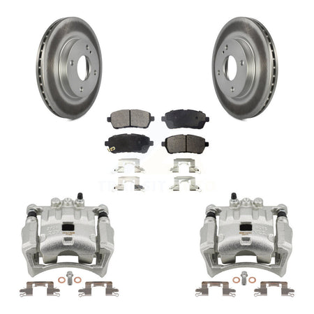 Front Disc Brake Caliper Coated Rotors And Semi-Metallic Pads Kit For Ford Fiesta KCG-100477P