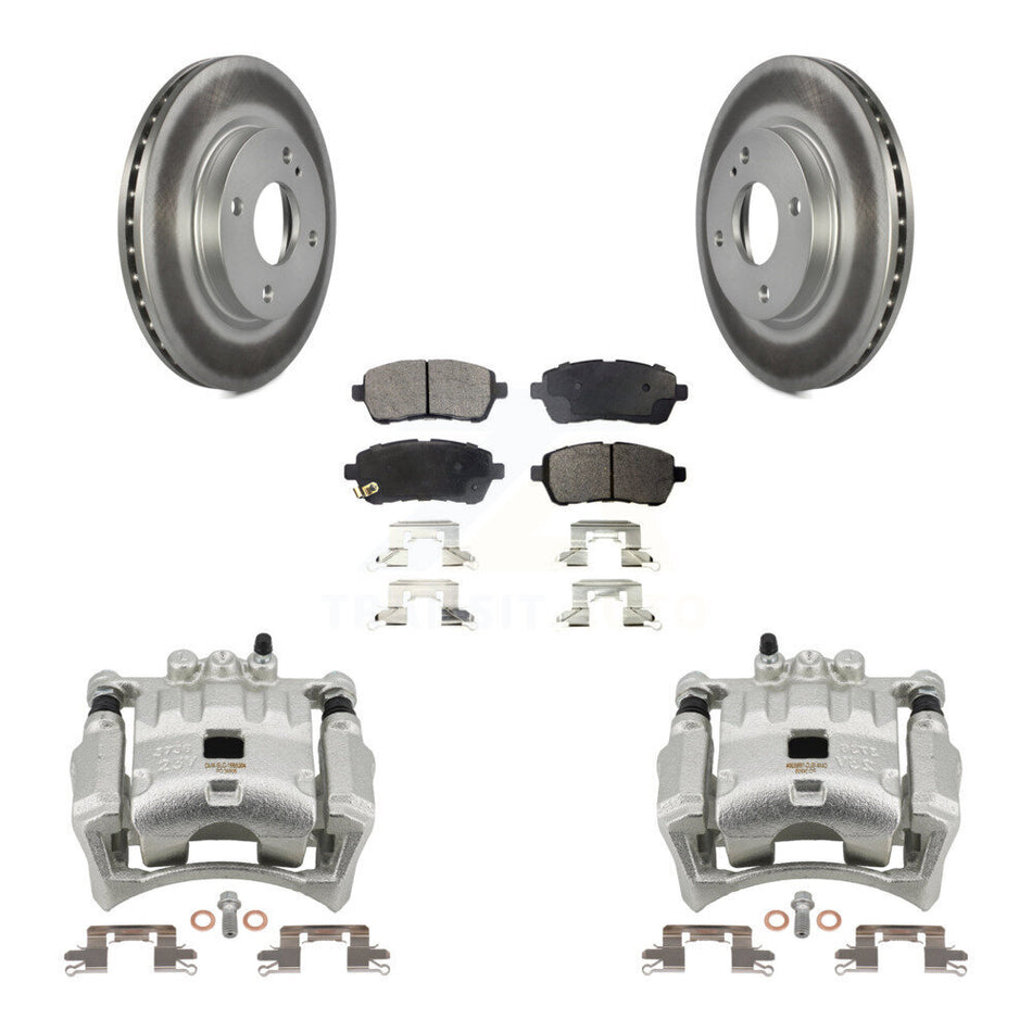 Front Disc Brake Caliper Coated Rotors And Semi-Metallic Pads Kit For Ford Fiesta KCG-100477P