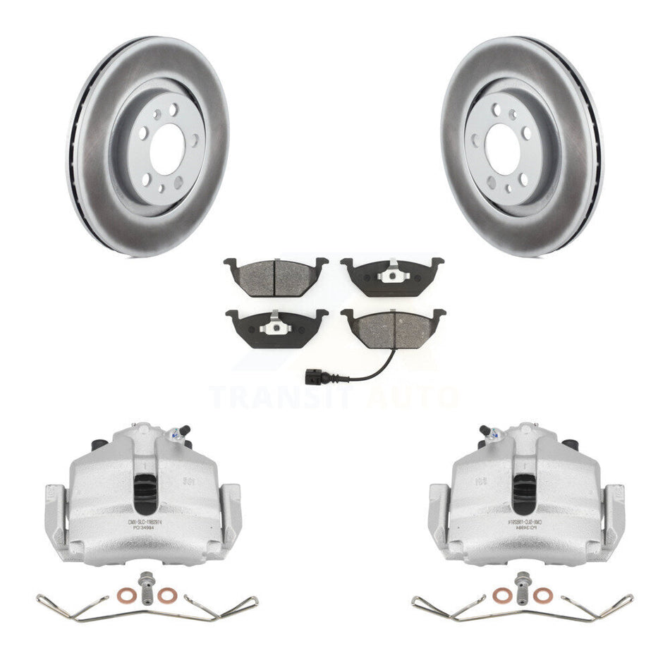 Front Brake Caliper Coat Rotor Semi-Metallic Pad Kit For 2006 Volkswagen Jetta 2.5L/1.9L KCG-100477S