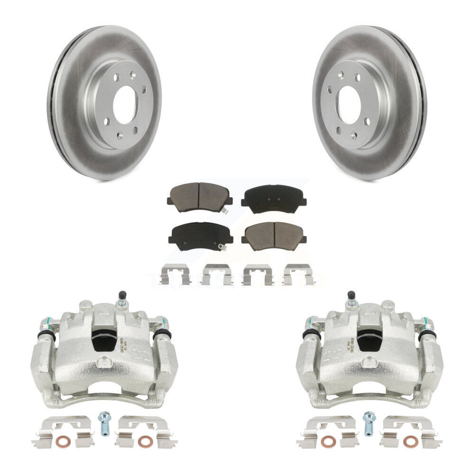 Front Disc Brake Caliper Coated Rotors And Ceramic Pads Kit For Hyundai Accent Kia Rio KCG-100480C