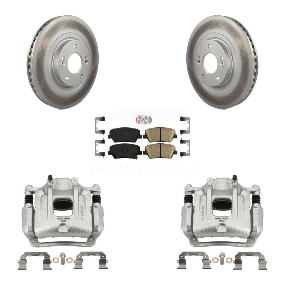 Front Brake Caliper Coat Rotors & Ceramic Pad Kit For Hyundai Santa Fe Sport Kia Sorento KCG-100480N