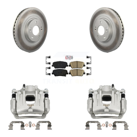 Front Brake Caliper Coat Rotors & Ceramic Pad Kit For Hyundai Santa Fe Sport Kia Sorento KCG-100480N