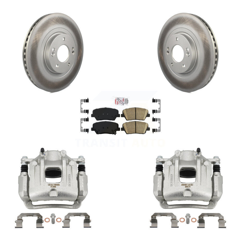 Front Brake Caliper Coat Rotors & Ceramic Pad Kit For Hyundai Santa Fe Sport Kia Sorento KCG-100480N