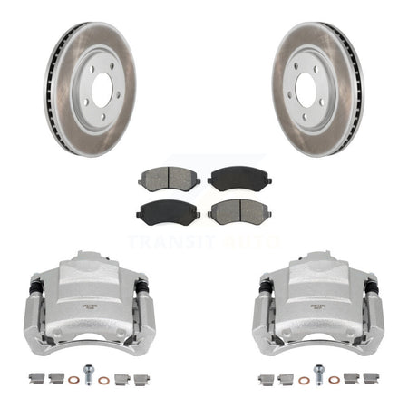 Front Disc Brake Caliper Coated Rotors And Semi-Metallic Pad Kit For Dodge Grand Caravan KCG-100481S