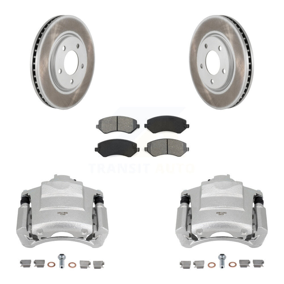 Front Disc Brake Caliper Coated Rotors And Semi-Metallic Pad Kit For Dodge Grand Caravan KCG-100481S