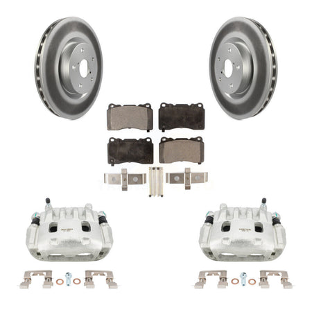 Front Disc Brake Caliper Coated Rotors And Semi-Metallic Pads Kit For Subaru Impreza WRX KCG-100483P