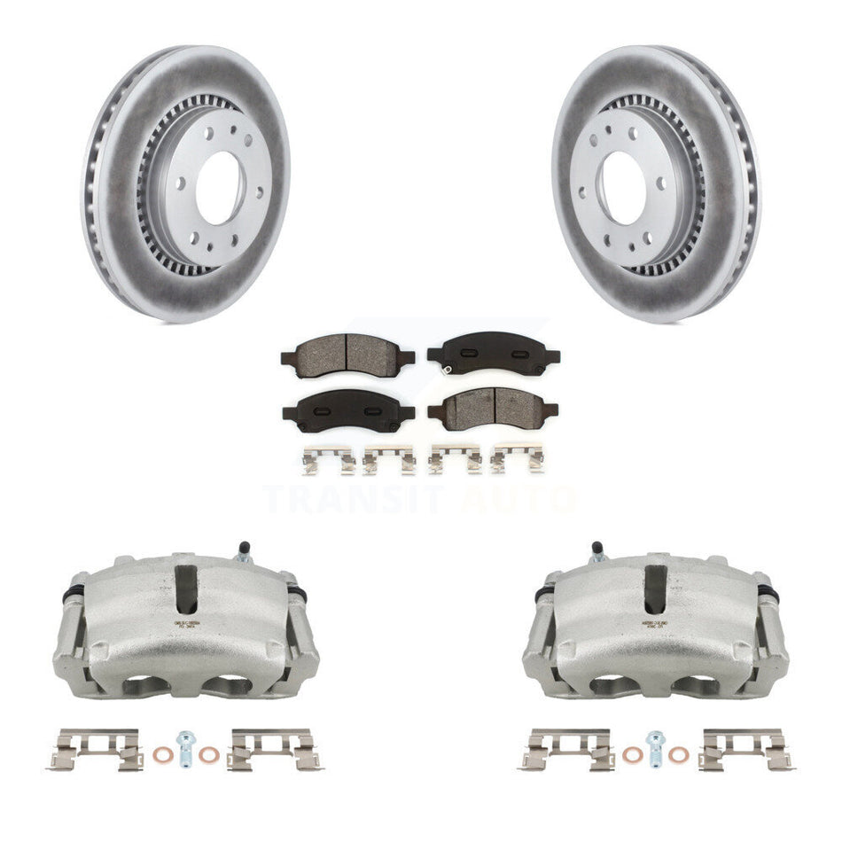 Front Brake Caliper Coat Rotor Semi-Metallic Pad Kit For Chevrolet Trailblazer GMC Envoy KCG-100483S