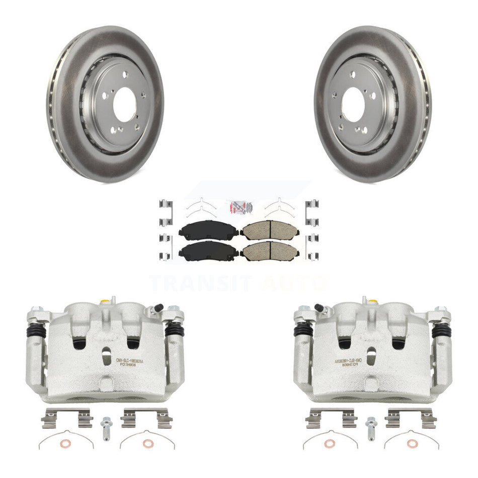 Front Disc Brake Caliper Coat Rotors Ceramic Pad Kit For Honda Pilot Ridgeline Acura MDX KCG-100485N