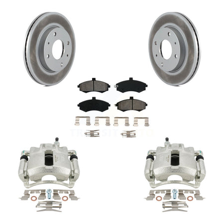 Front Disc Brake Caliper Coated Rotors And Semi-Metallic Pads Kit For Hyundai Elantra KCG-100485S