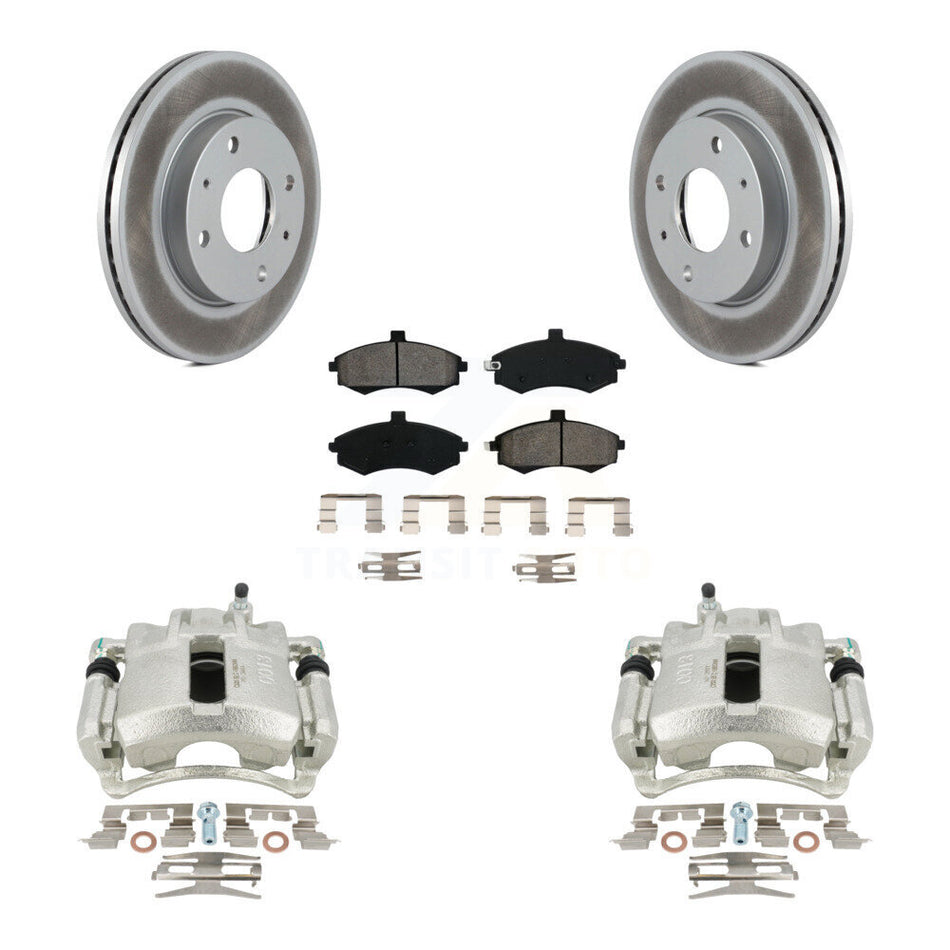 Front Disc Brake Caliper Coated Rotors And Semi-Metallic Pads Kit For Hyundai Elantra KCG-100485S
