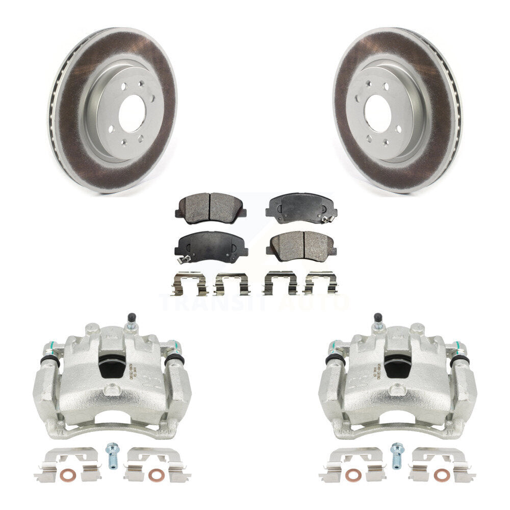 Front Brake Caliper Coat Rotor Ceramic Pad Kit For Kia Rio LX EX With 14" Factory Wheels KCG-100485T