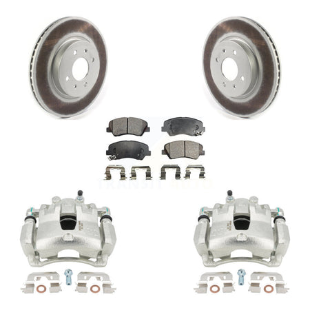 Front Brake Caliper Coat Rotor Ceramic Pad Kit For Kia Rio LX EX With 14" Factory Wheels KCG-100485T