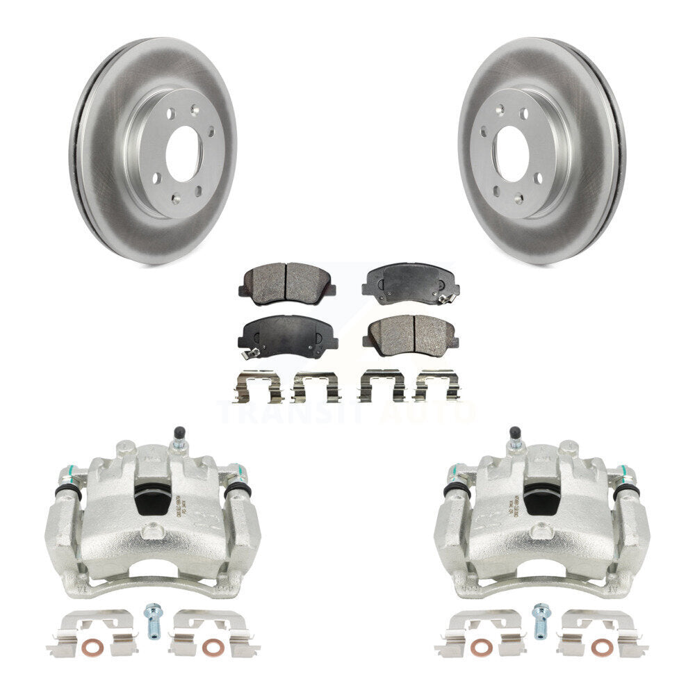 Front Disc Brake Caliper Coated Rotors And Ceramic Pads Kit For Hyundai Accent Kia Rio KCG-100486T