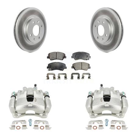Front Disc Brake Caliper Coated Rotors And Ceramic Pads Kit For Hyundai Accent Kia Rio KCG-100486T