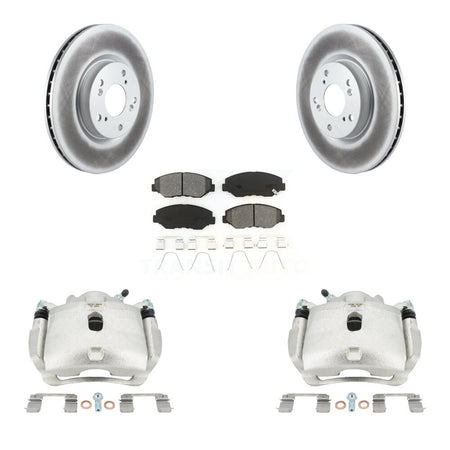 Front Disc Brake Caliper Coat Rotors And Semi-Metallic Pad Kit For Honda Civic Acura ILX KCG-100487S