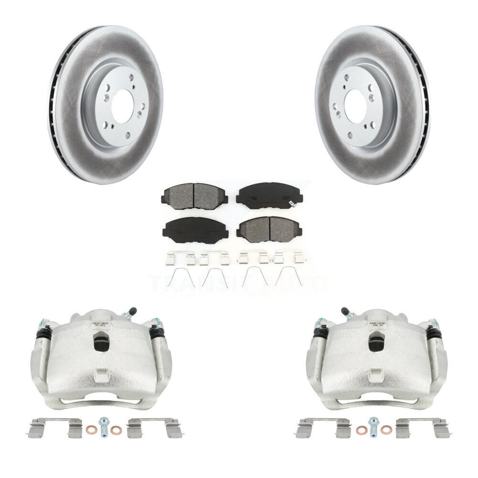 Front Disc Brake Caliper Coat Rotors And Semi-Metallic Pad Kit For Honda Civic Acura ILX KCG-100487S
