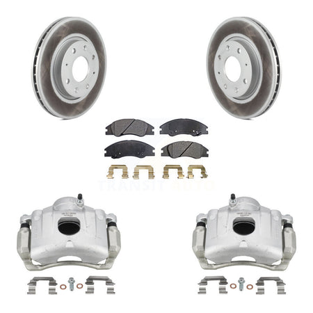 Front Disc Brake Caliper Coated Rotors And Ceramic Pads Kit For Kia Spectra Spectra5 KCG-100487T