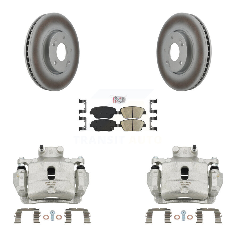 Front Disc Brake Caliper Coated Rotors And Ceramic Pads Kit For 2014 Hyundai Sonata 2.0L KCG-100488N