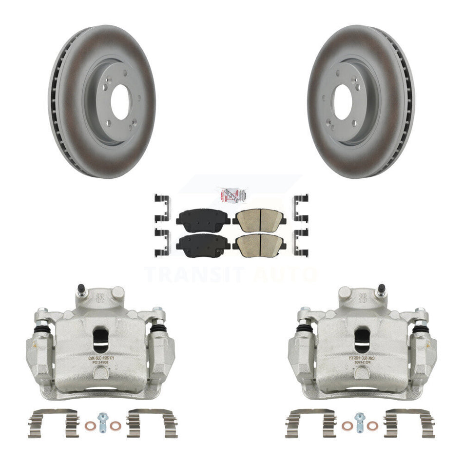 Front Disc Brake Caliper Coated Rotors And Ceramic Pads Kit For 2014 Hyundai Sonata 2.0L KCG-100488N