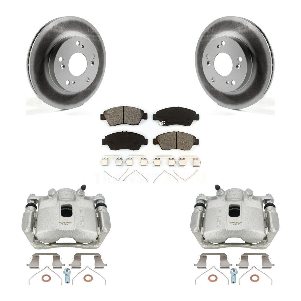 Front Disc Brake Caliper Coat Rotors And Semi-Metallic Pad Kit For Honda Civic Acura ILX KCG-100488S
