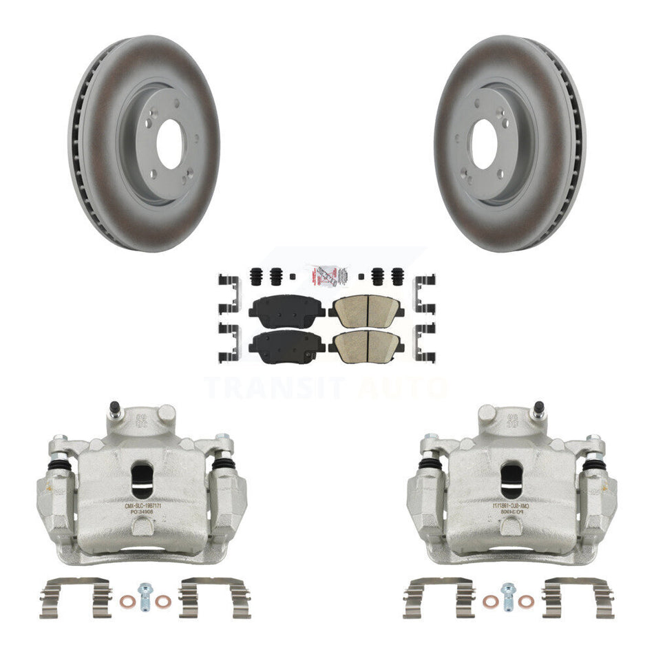 Front Disc Brake Caliper Coated Rotors And Ceramic Pads Kit For 2014 Hyundai Sonata 2.0L KCG-100489N