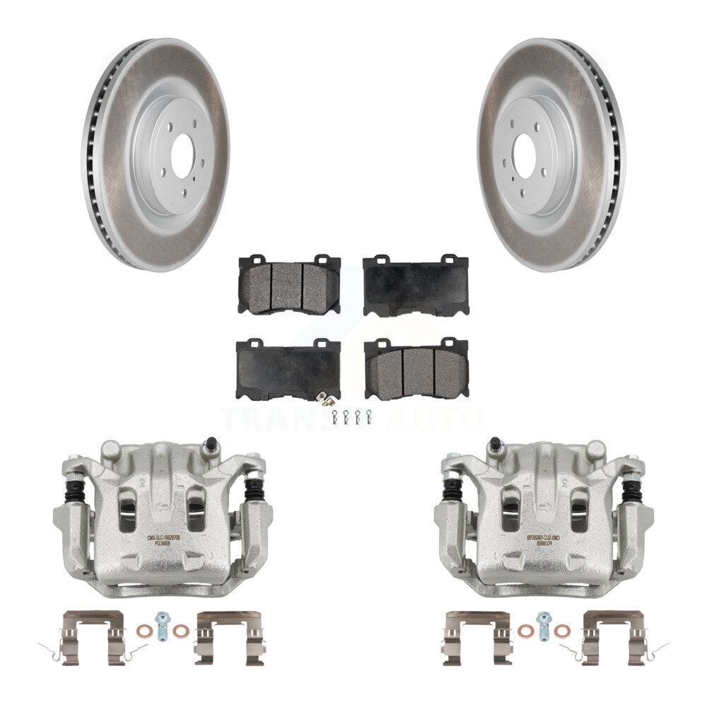 Front Brake Caliper Coat Rotors & Ceramic Pad Kit For INFINITI G37 With 4 Piston KCG-100489T