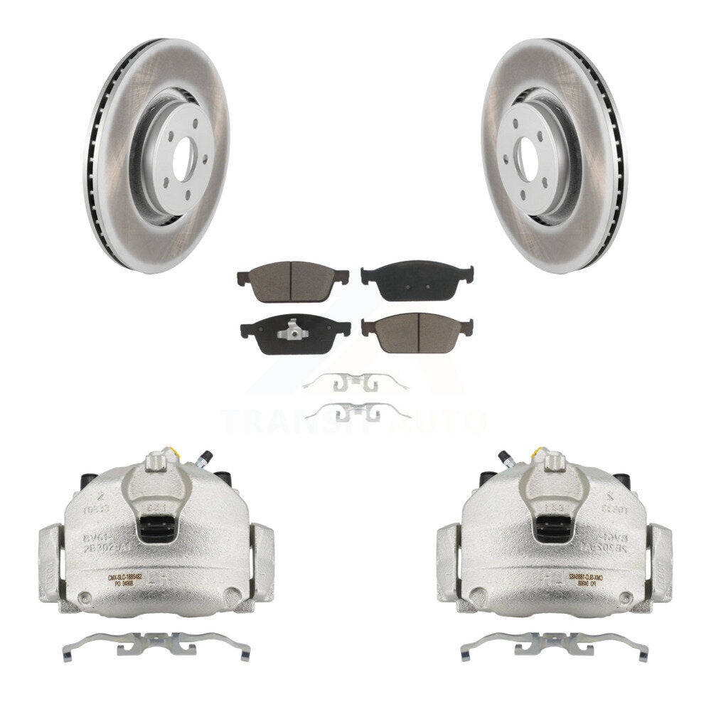 Front Disc Brake Caliper Coated Rotors And Ceramic Pads Kit For Lincoln MKC KCG-100490C