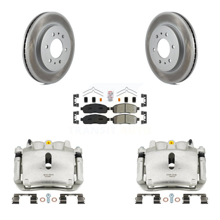 Front Brake Caliper Coat Rotor Semi-Metallic Pad Kit For 09 Ford F-150 With 6 Lug Wheels KCG-100490N