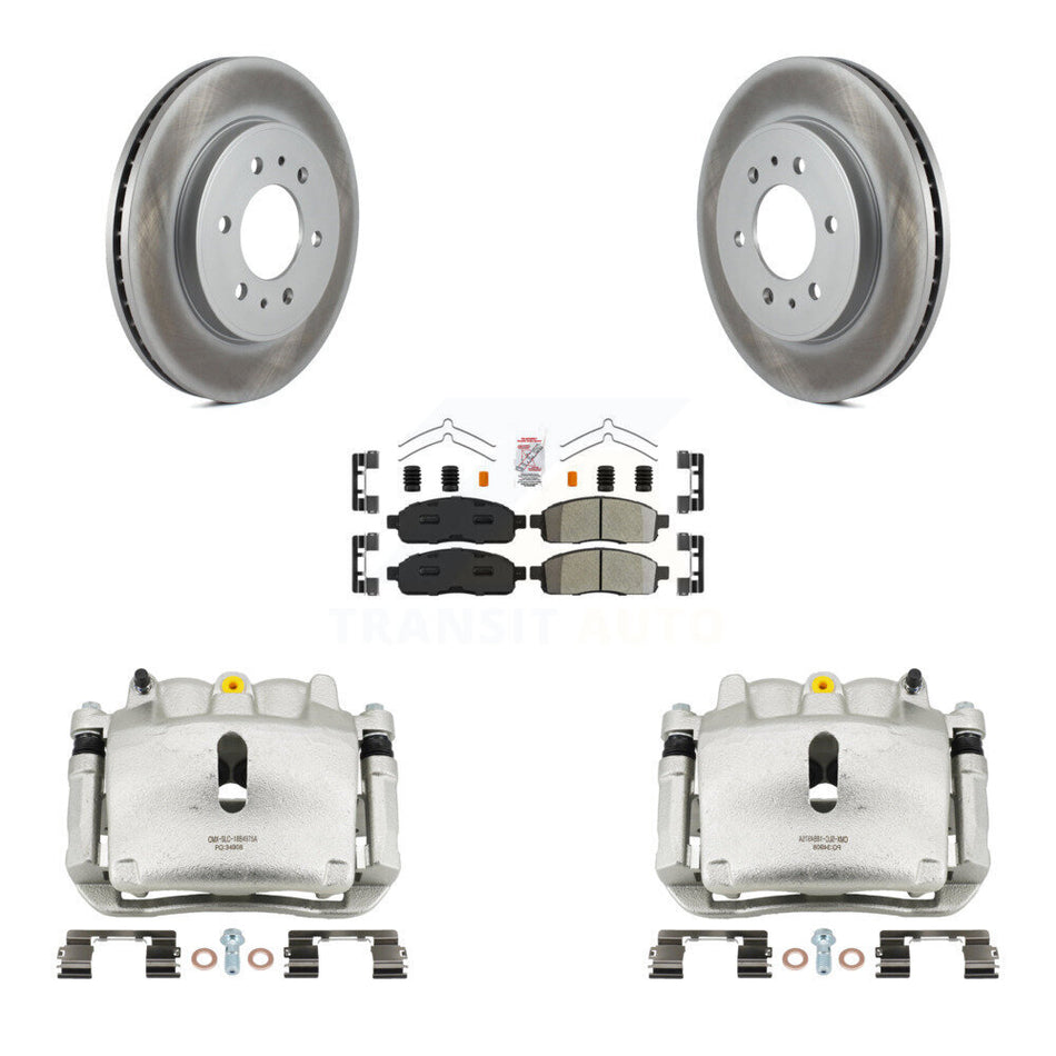 Front Brake Caliper Coat Rotor Semi-Metallic Pad Kit For 09 Ford F-150 With 6 Lug Wheels KCG-100490N