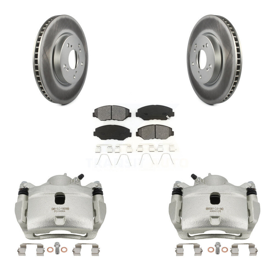 Front Disc Brake Caliper Coated Rotors And Semi-Metallic Pads Kit For Honda Civic KCG-100490S