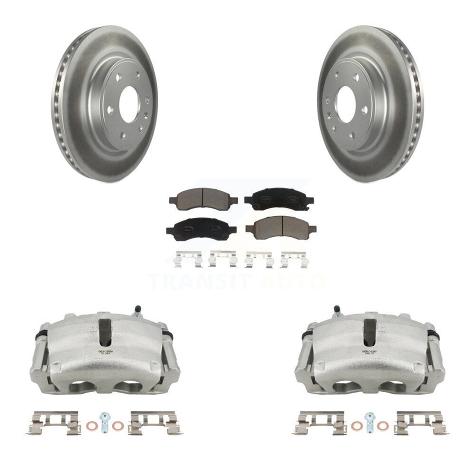 Front Brake Caliper Coat Rotors & Ceramic Pad Kit For GMC Acadia Buick Enclave Chevrolet KCG-100491C