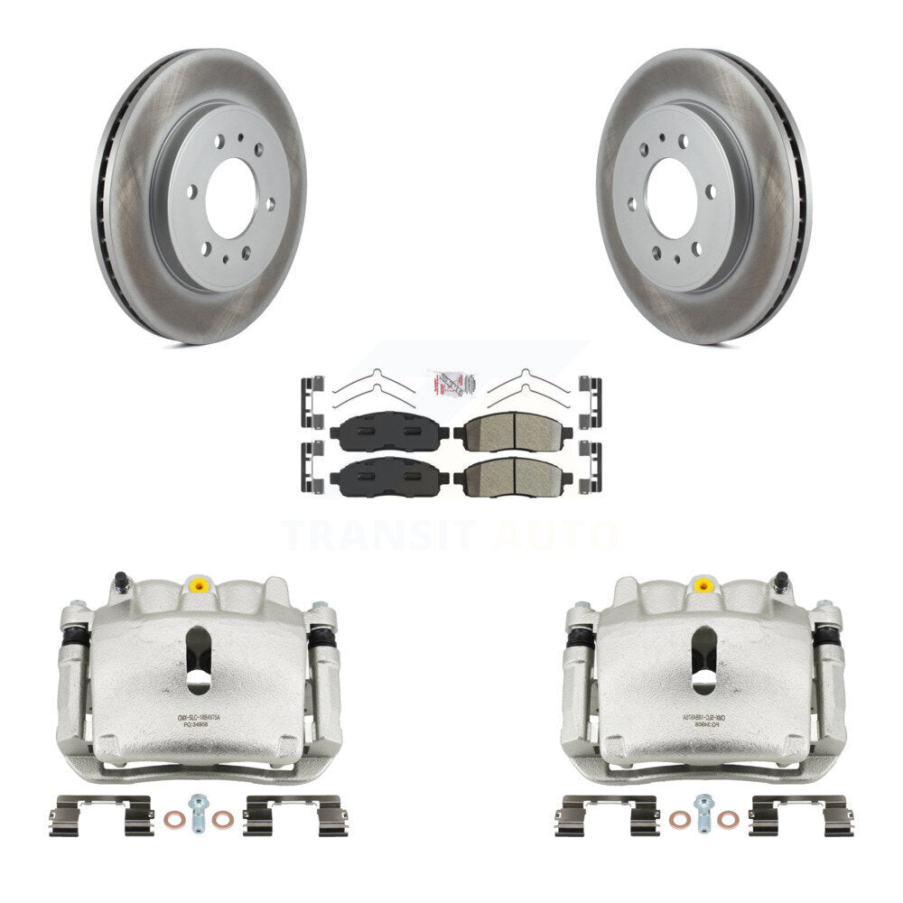 Front Brake Caliper Coat Rotor Semi-Metallic Pad Kit For 09 Ford F-150 With 6 Lug Wheels KCG-100491N