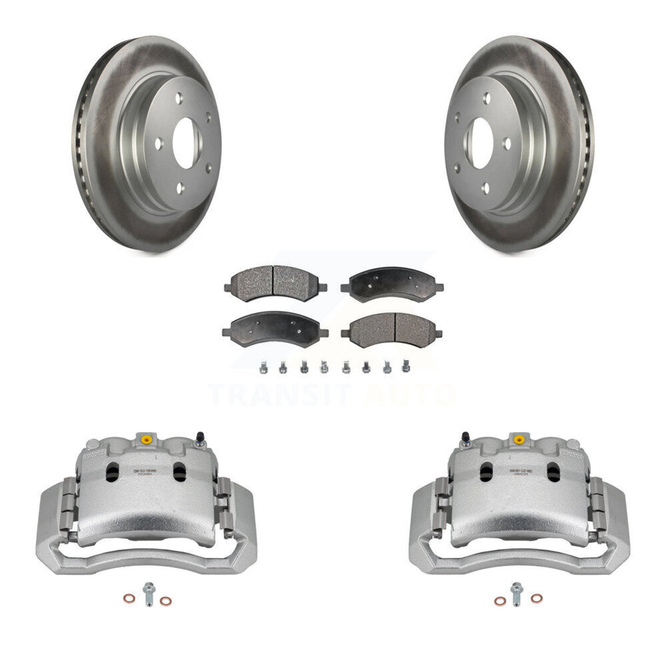Front Disc Brake Caliper Coated Rotors And Semi-Metallic Pads Kit For Dodge Ram 1500 KCG-100491P