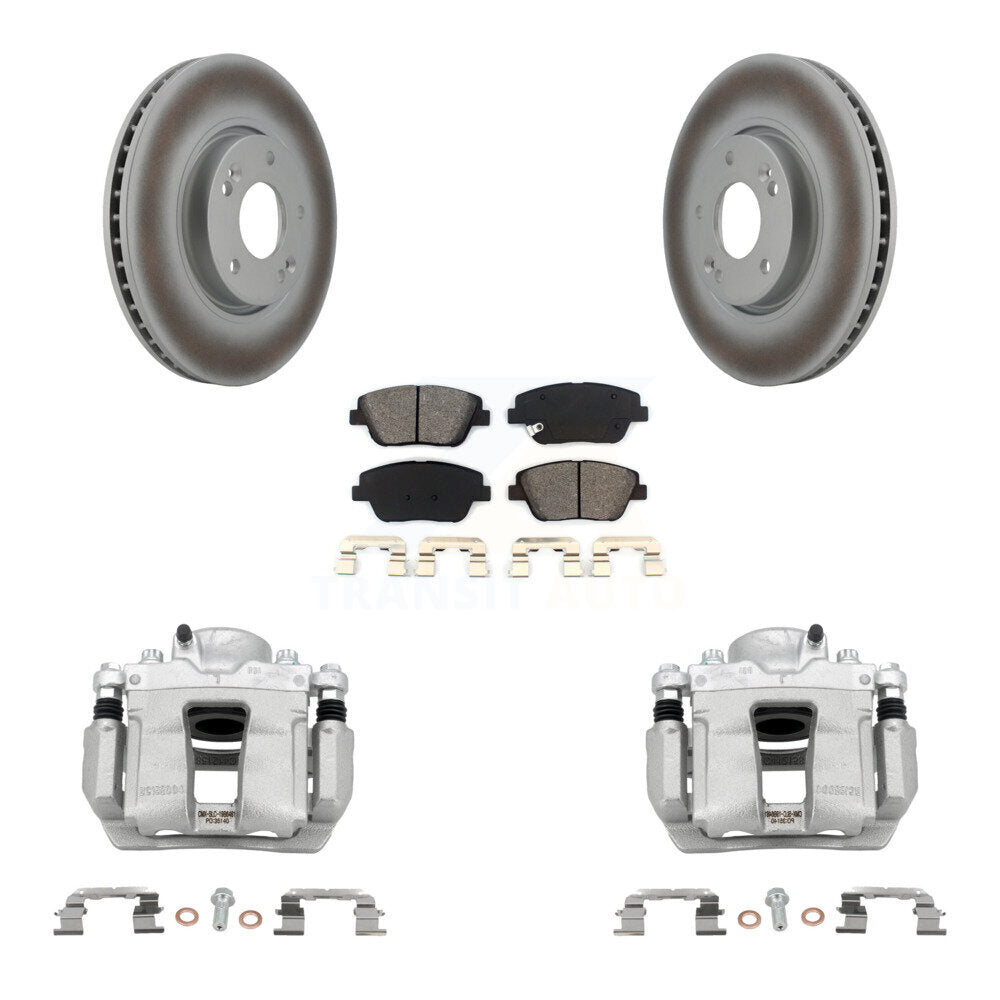 Front Disc Brake Caliper Coat Rotors Semi-Metallic Pad Kit For Hyundai Sonata Kia Optima KCG-100491S