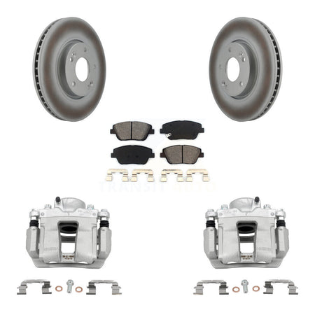 Front Disc Brake Caliper Coat Rotors Semi-Metallic Pad Kit For Hyundai Sonata Kia Optima KCG-100491S