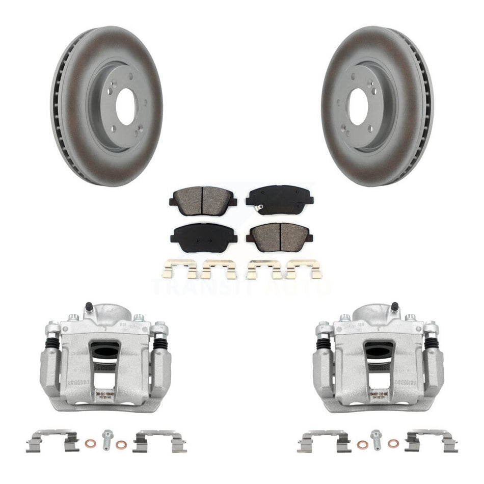 Front Disc Brake Caliper Coat Rotors Semi-Metallic Pad Kit For Hyundai Sonata Kia Optima KCG-100491S