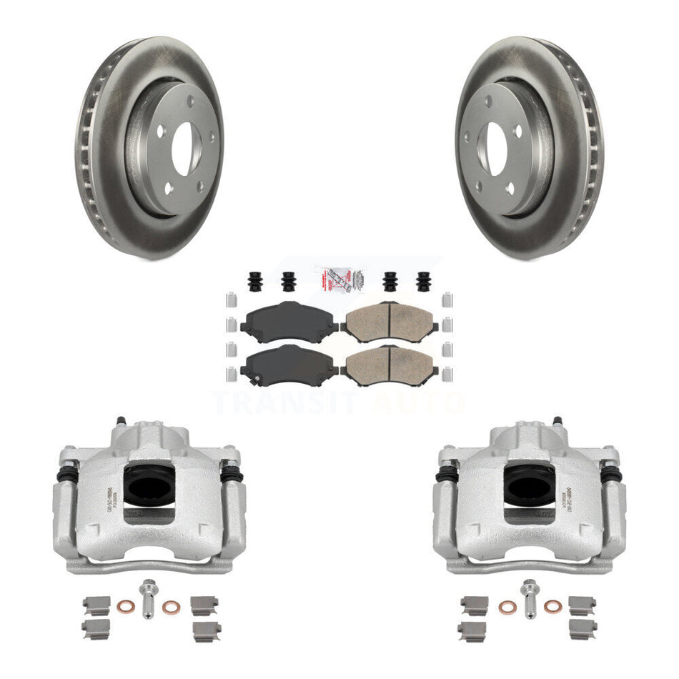 Front Disc Brake Caliper Coated Rotors And Ceramic Pads Kit For Jeep Wrangler KCG-100492N