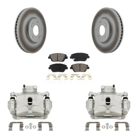 Front Disc Brake Caliper Coat Rotor & Semi-Metallic Pad Kit For 2014 Hyundai Sonata 2.0L KCG-100492S