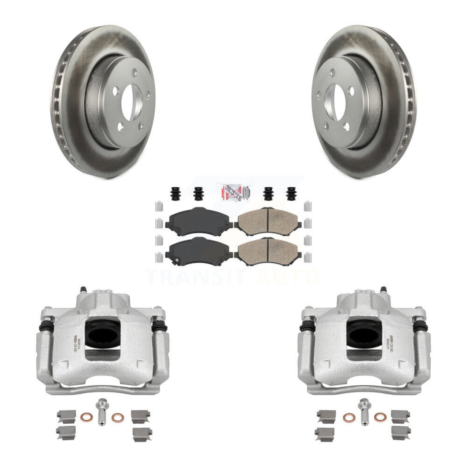 Front Disc Brake Caliper Coated Rotors And Ceramic Pads Kit For Dodge Nitro KCG-100494N