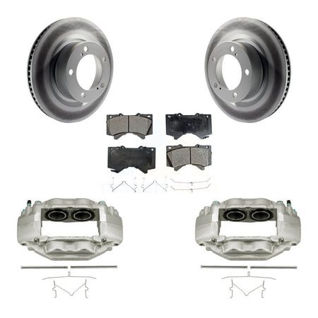 Front Disc Brake Caliper Coat Rotors And Semi-Metallic Pad Kit For Toyota Tundra Sequoia KCG-100495P