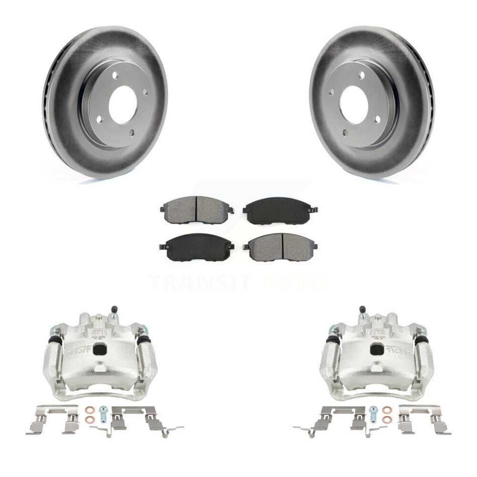 Front Disc Brake Caliper Coated Rotors And Semi-Metallic Pads Kit For Nissan Versa Cube KCG-100495S