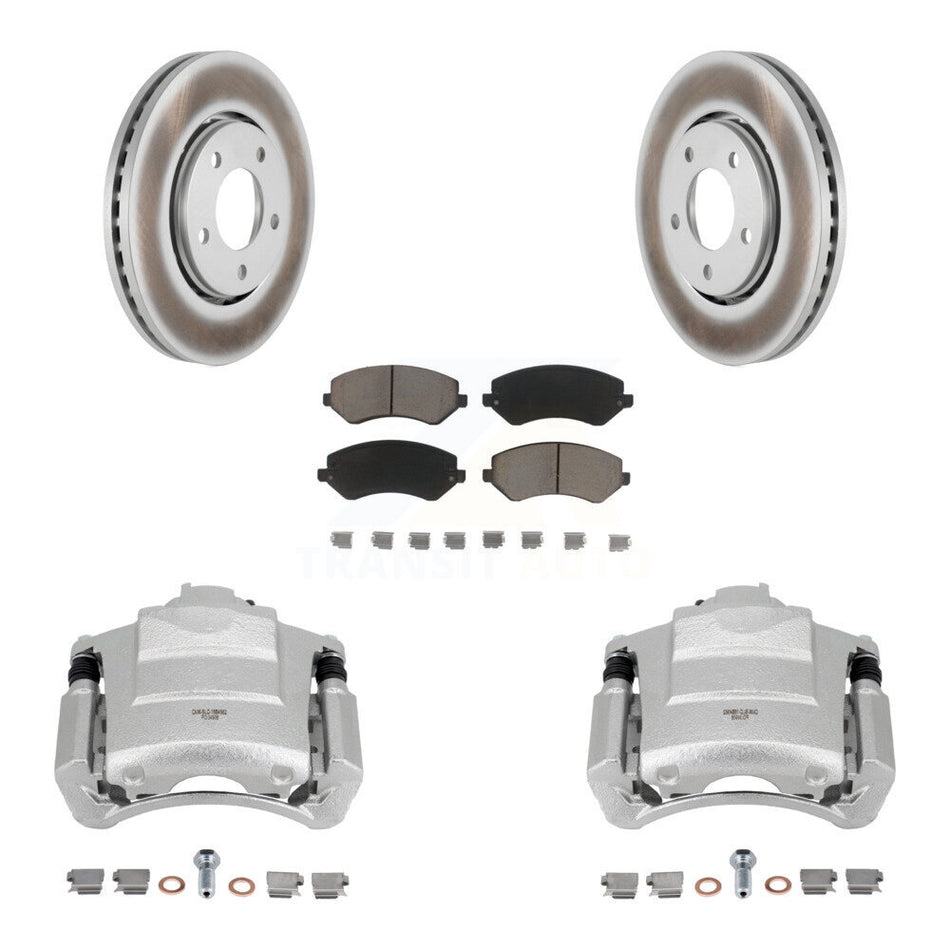 Front Brake Caliper Coat Rotor & Ceramic Pad Kit For Dodge Caravan Grand Chrysler Town KCG-100496C