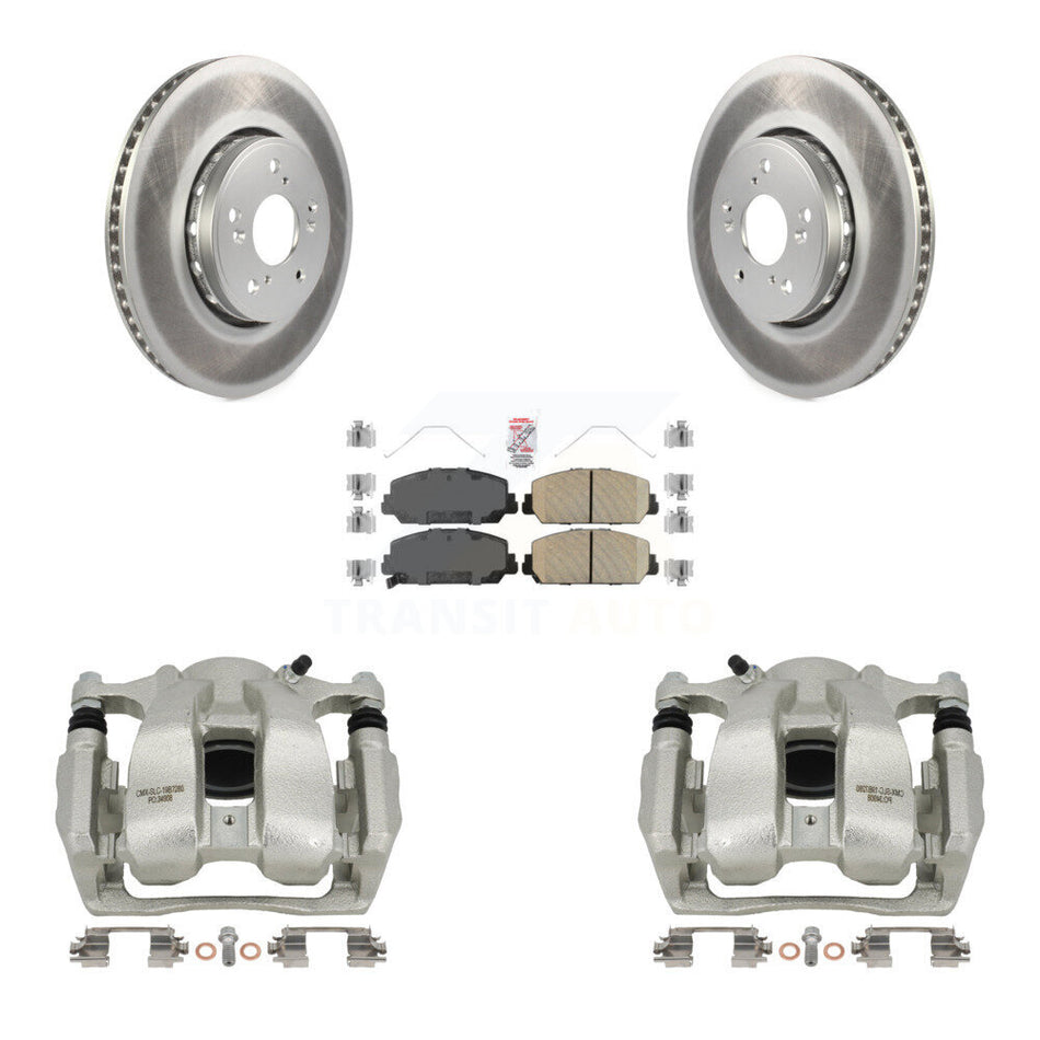 Front Disc Brake Caliper Coated Rotors And Ceramic Pads Kit For 2016-2018 Acura RDX KCG-100496N
