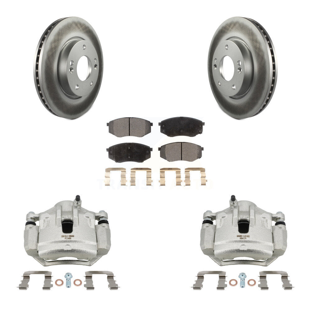 Front Brake Caliper Coat Rotor Semi-Metallic Pad Kit For Hyundai Tucson Kia Sportage FWD KCG-100496P