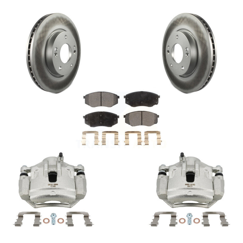 Front Brake Caliper Coat Rotor Semi-Metallic Pad Kit For Hyundai Tucson Kia Sportage FWD KCG-100496P