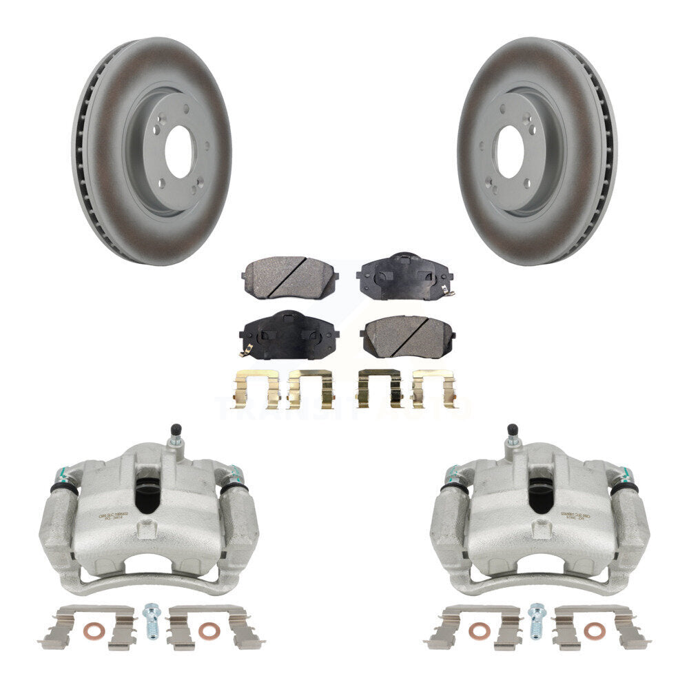 Front Brake Caliper Coat Rotor And Semi-Metallic Pad Kit For Hyundai Tucson Kia Sportage KCG-100497P