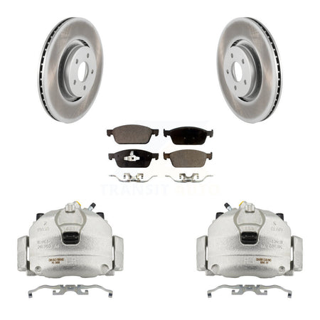 Front Disc Brake Caliper Coated Rotors And Ceramic Pads Kit For Lincoln MKC KCG-100497T