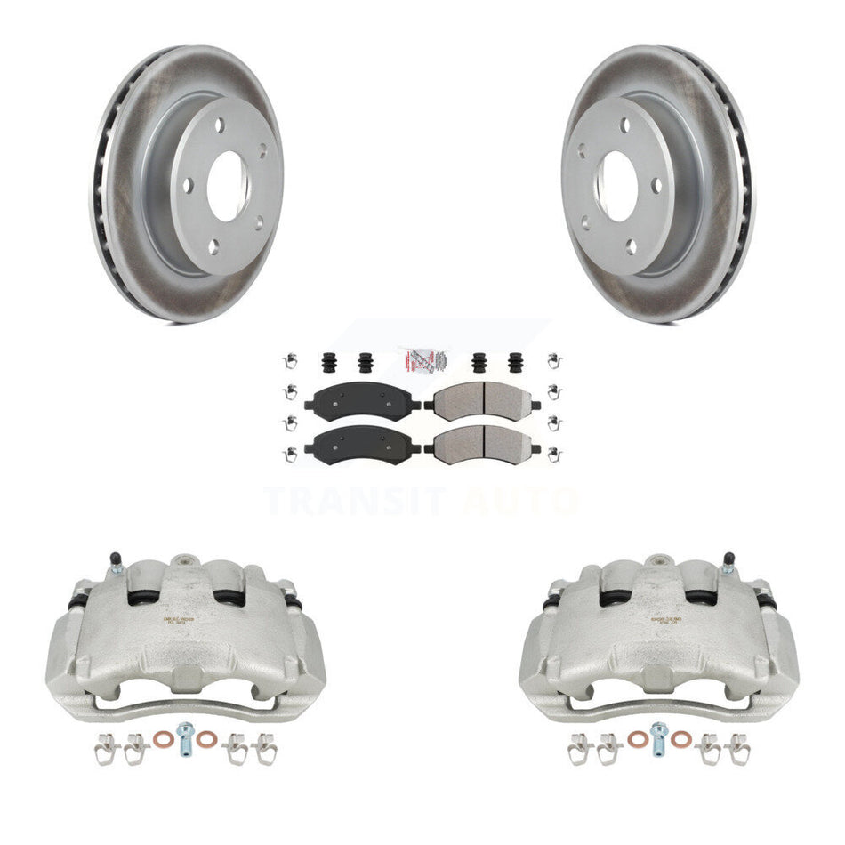 Front Disc Brake Caliper Coated Rotors And Semi-Metallic Pads Kit For Dodge Dakota Mitsubishi Raider KCG-100498N by Transit Auto